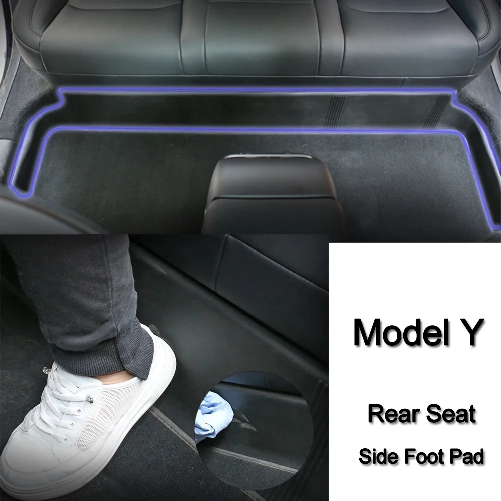 

Rear Seat Foot Pad For Tesla Model Y Anti Kick Side Guards Fluff Surface Corner TPE Protection Cover