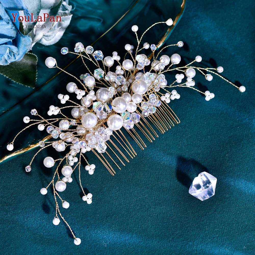 

YouLaPan Pearl Crystal Hair Comb Wedding Bride headdress Woman Fashion Headpiece Bridal Headwear Party Hair Accessories HP878