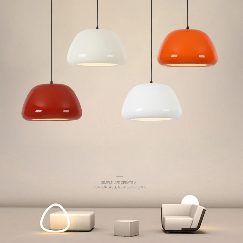 

GEW Fashion Cream Pendant Light, Modern Dining Room Hanging Lamp, Minimalist Ceiling Light for Kitchen, Living Room, Home Decor