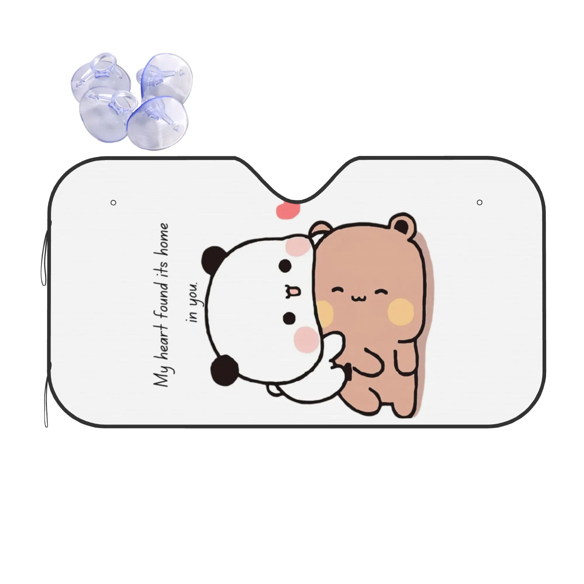 Windshield Sun Shade Car DuDu Bear And BuBu Panda Couple Solar Reflector Protector Visor Screen Cover Vehicle Windscreen