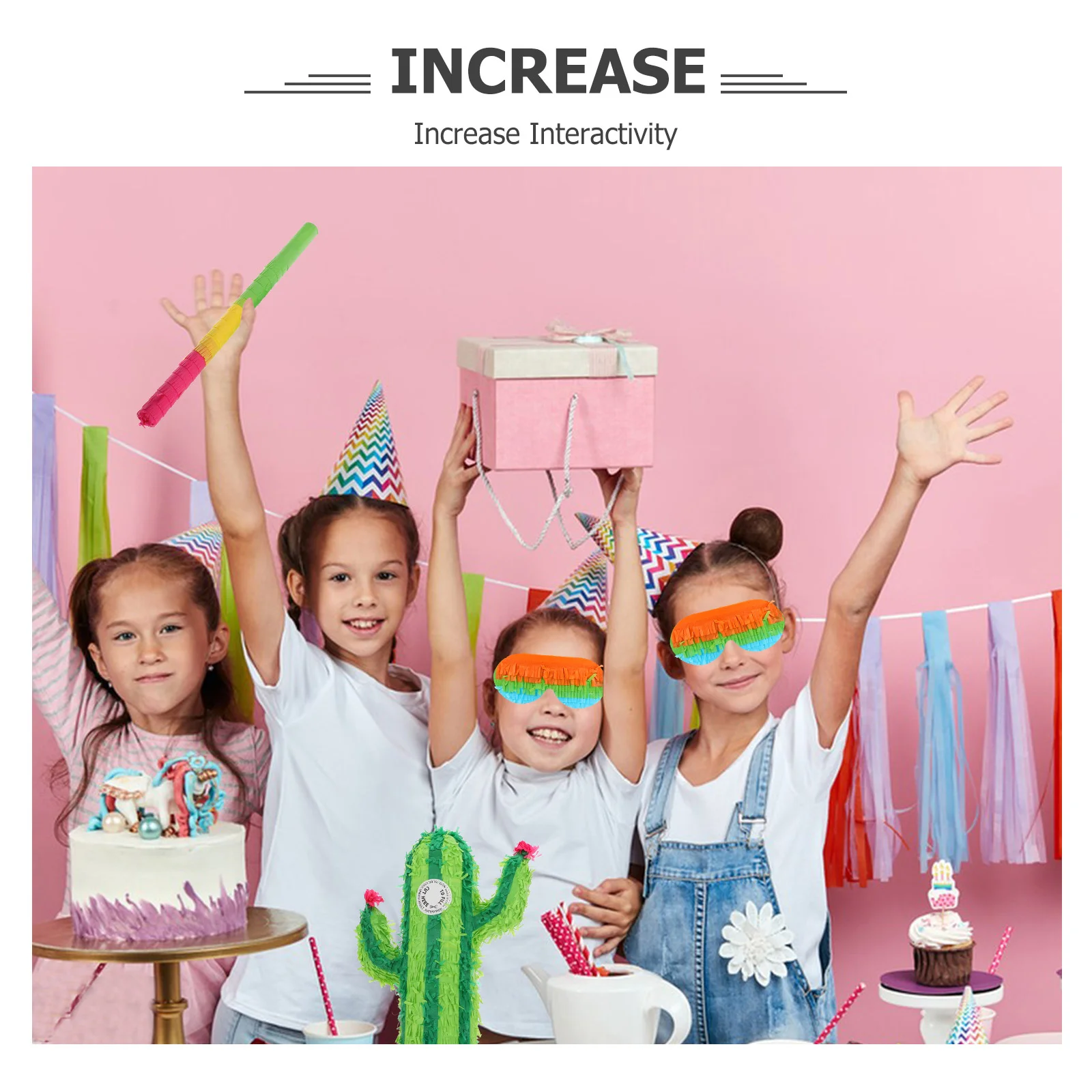 3Pcs Cactus Pinata Creative Birthday Party Decoration Toy Interactive Punch Fill Halloween Mexican Fiesta Reusable Kids Surprise