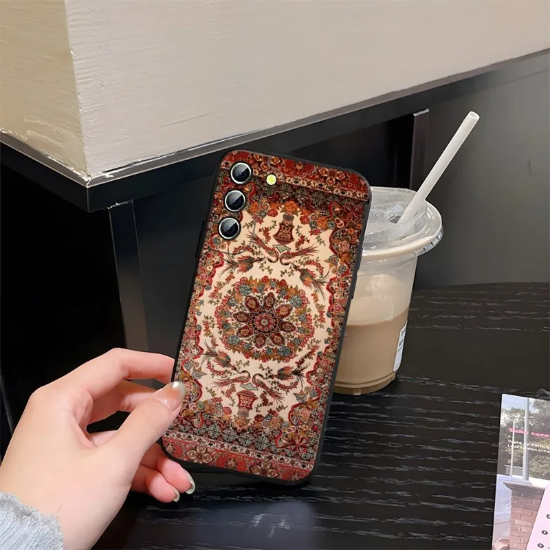 Persian Carpet Floral Pattern Phone Case For Samsung A53 A51 A14 A34 A52 A50 A33 A13 A22 A31 A54 A03S A21 A81 A24 Silicone Back image 4
