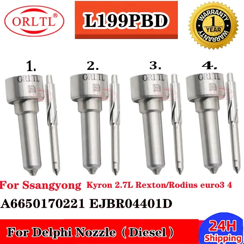 

4PCS Nozzle L199PRD Injector A6650170221 EJBR04401D Nozzle L199PBD For Ssangyong Kyron 2.7L Rexton 2.7L Rodius 2.7L Stavic