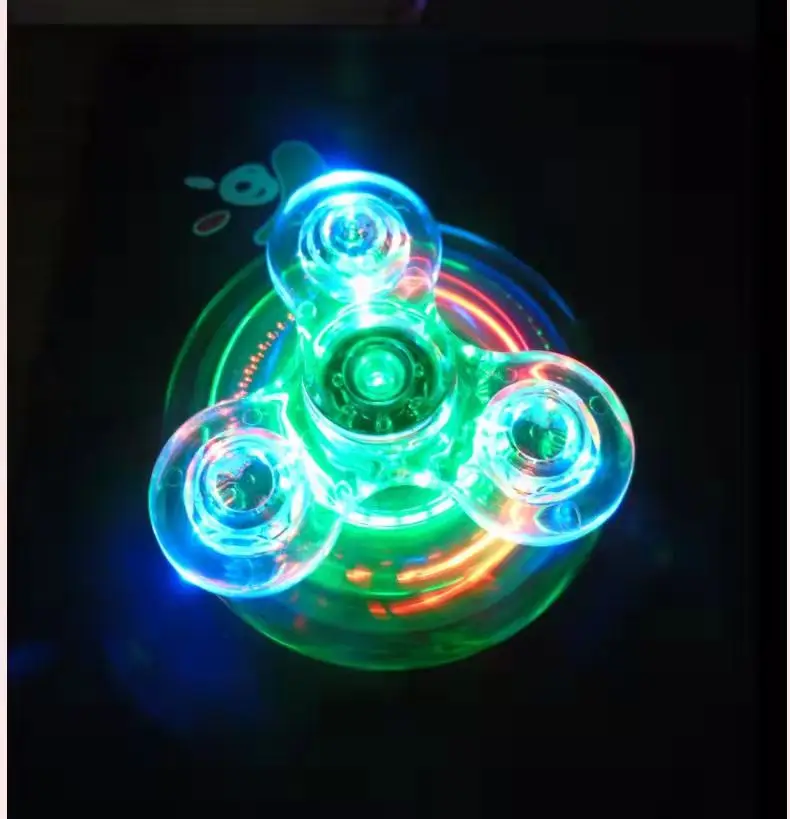 Crystal Luminous LED Light Fidget Spinner Hand Top Spinners Glow in Dark EDC Stress Relief Toys Kinetic Gyroscope for Children