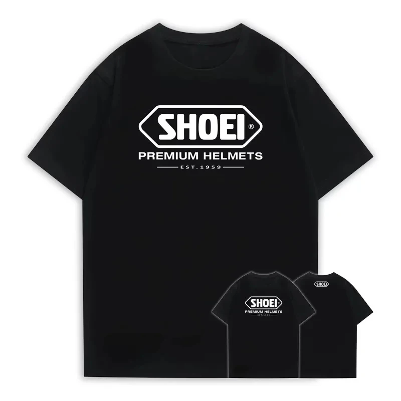 2025A Black Round Neck Short Sleeve Tshirt Japanese Classic Marquis Summer Style Motorcycle Racing Helmet Matching T Shirt
