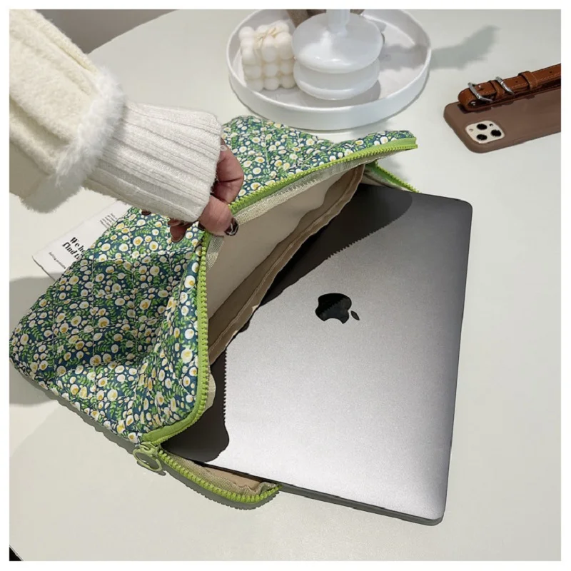 Ins Flower Pattern Cute Tablet Bag For Ipad Air6 Pro11 10.9 10.5 Mabook Dell Samsung 13.3 13.6 14 15 15.6 16 Inch Laptop Sleeve