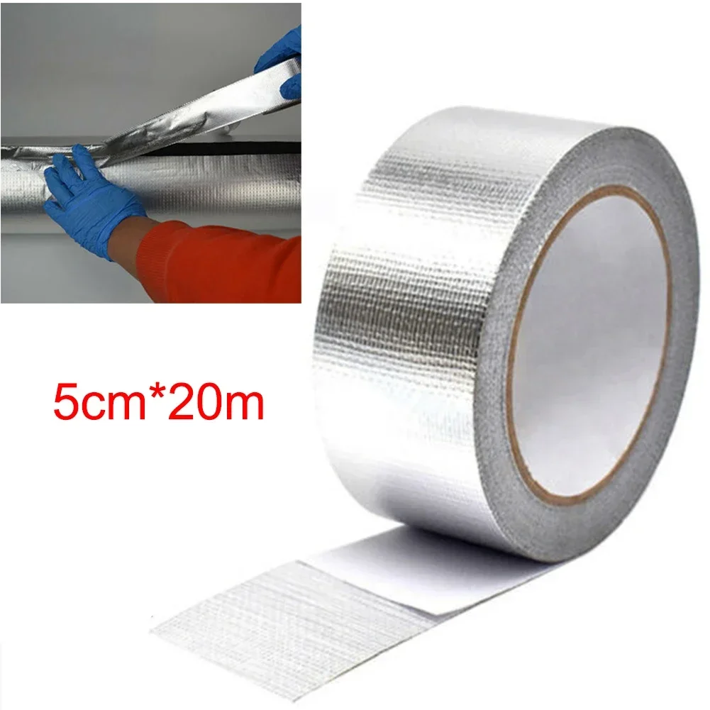 Motorcycle Exhaust Pipe Heat Insulation Tape Wrap Manifold Downpipe High Temperature Bandage Universal Silver Tape 20M*5cm