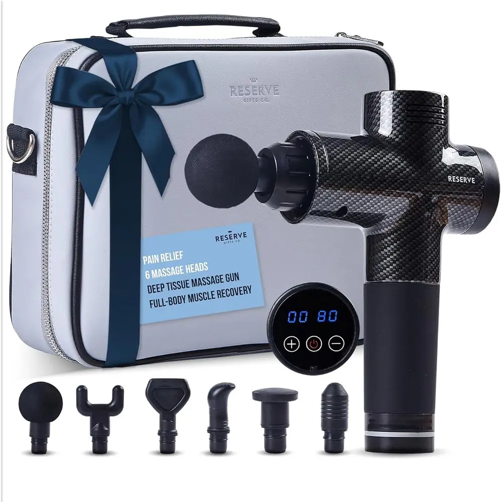 

Massage Gun Git with Carrying Case - Deep Tissue Back Massager or Pain Relie with 6 Percussion Relaxation s - Silent BrushlMotor