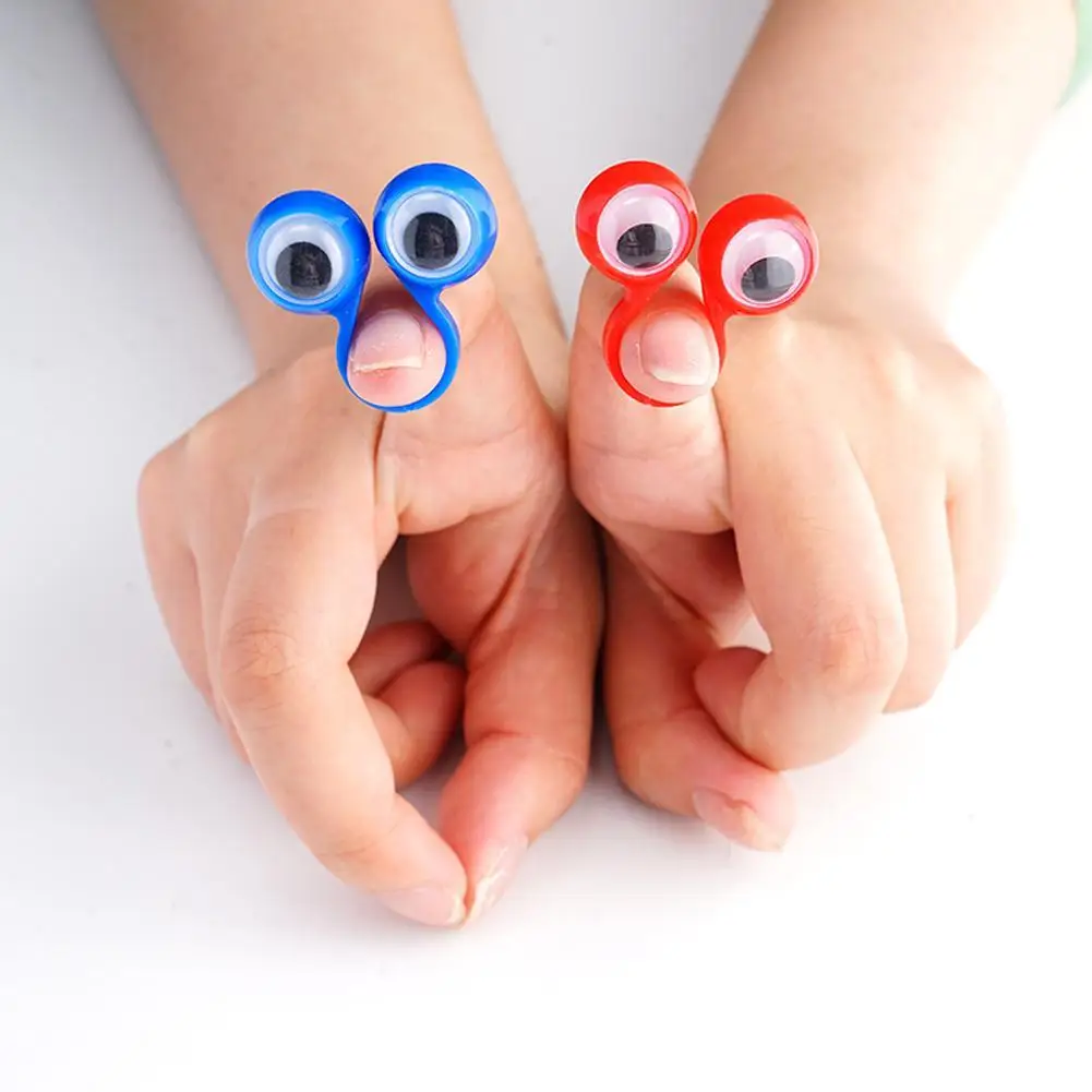 1Pcs Cartoon Finger Puppet Eyes Children Funny Plastic Scene Game Props Wiggle Eyes Puppet Jokes Gift Kids Party Toy