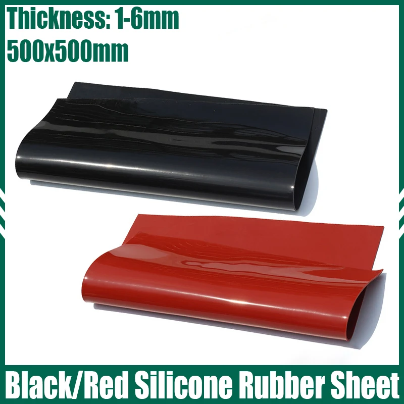 

1PCS Black/Red Silicone Rubber Sheet 500x500mm High Temperature Resistant Silicone Rubber Plate Thickness 1-6mm