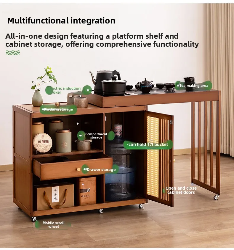 2025 Hot Selling Portable Tea Table with Heating Kettle for Home Balcony Tea Ceremony