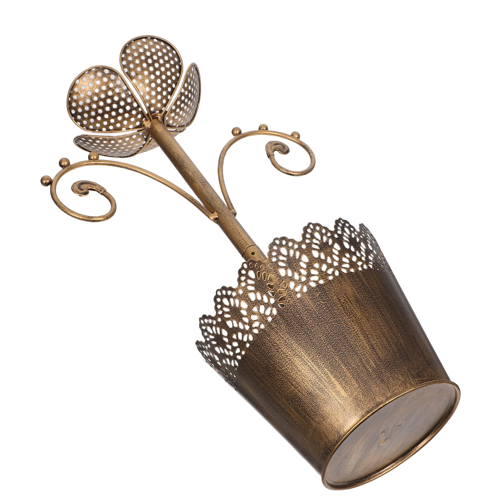 

Подставка-органайзер для ювелирных изделий, металлическая стойка в форме ведра с цветком, декоративные ожерелья, серьги, держатель для кистей для ручек, держатель для ювелирных изделий для женщин