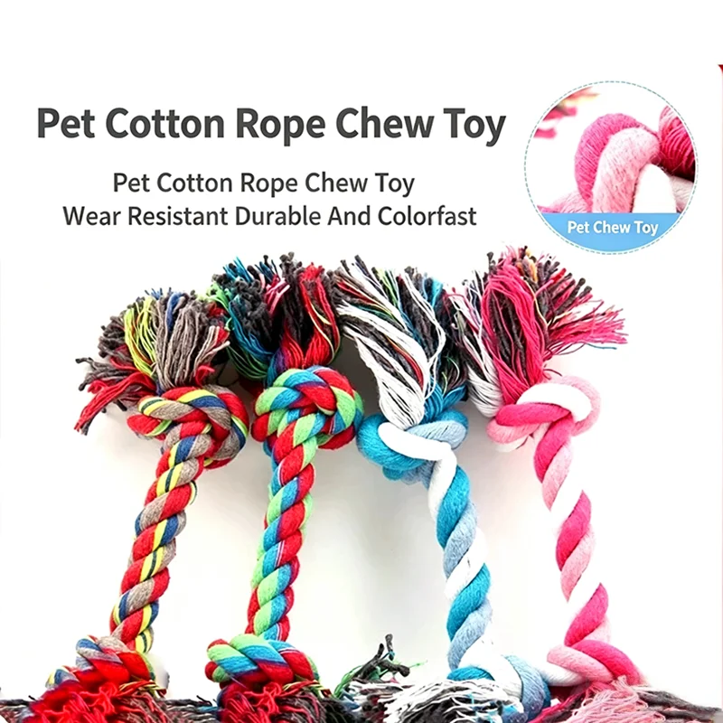 Double Knot Cotton Rope Pet Toy Bite Resistant Chew Toy For Dogs Cats Puppy Teeth Cleaning Interactive Play Pet Supplies
