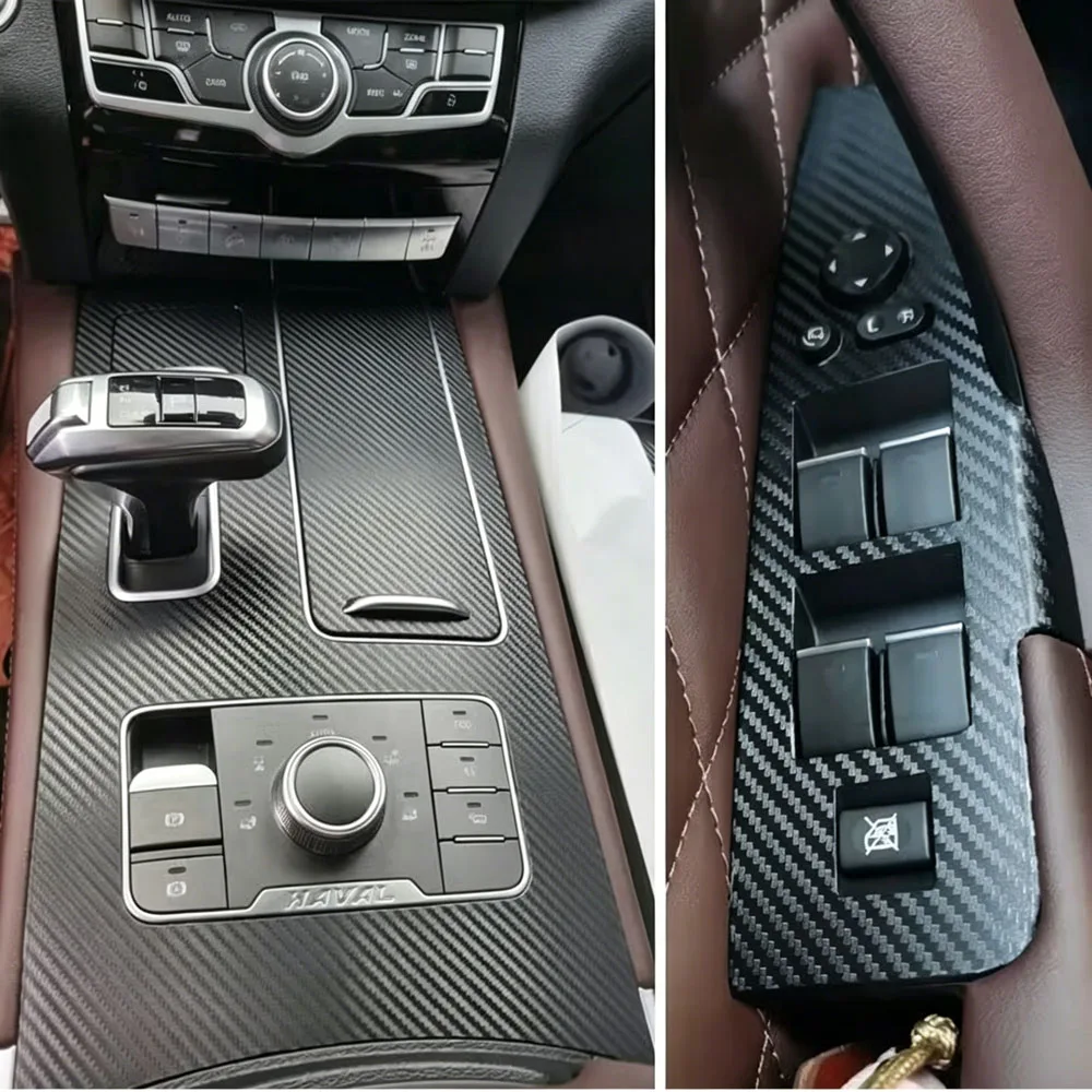 For Haval H9 2017-2021 Interior Central Control Panel Door Handle Carbon Fiber Stickers Decals Car Styling Accessorie 3