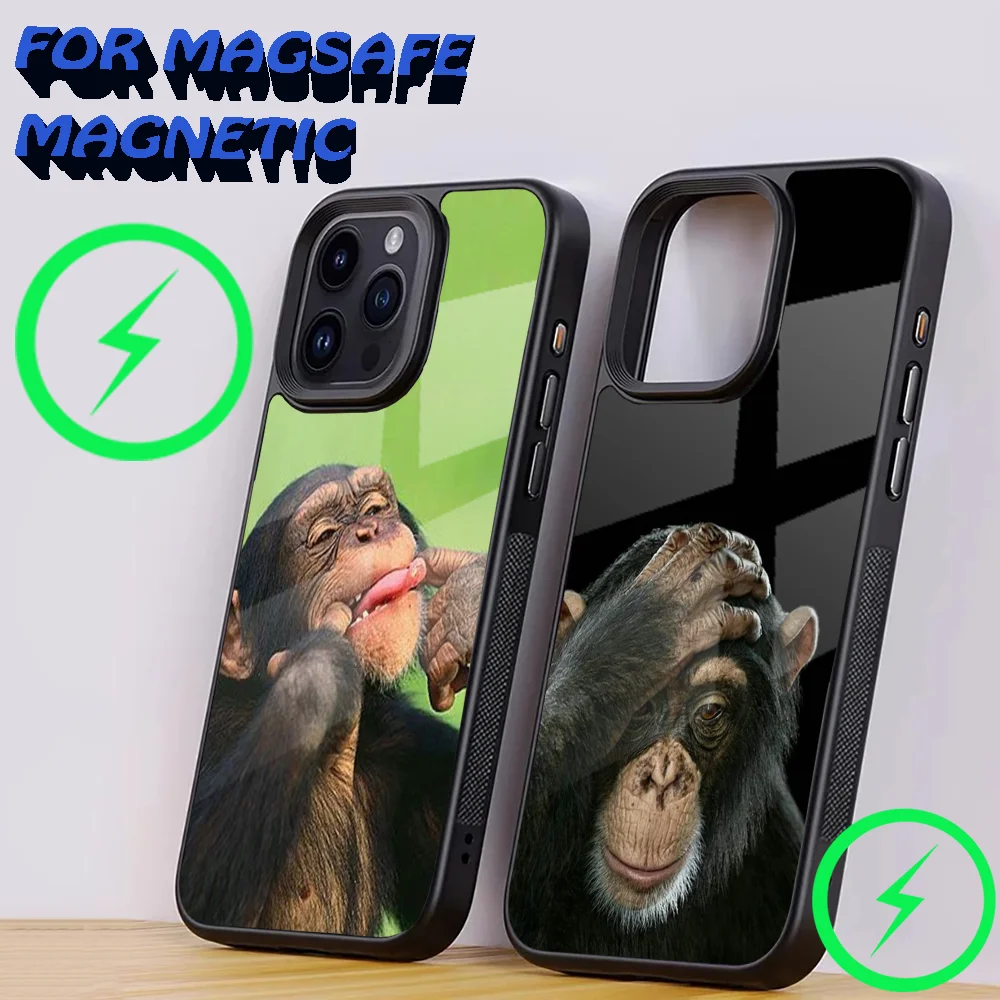 Monkey Sipping Caprisun Meme Phone Case For iPhone 15,14,13,12,11,Plus,Pro,Max Mini Magsafe Magnetic Wireless Charging