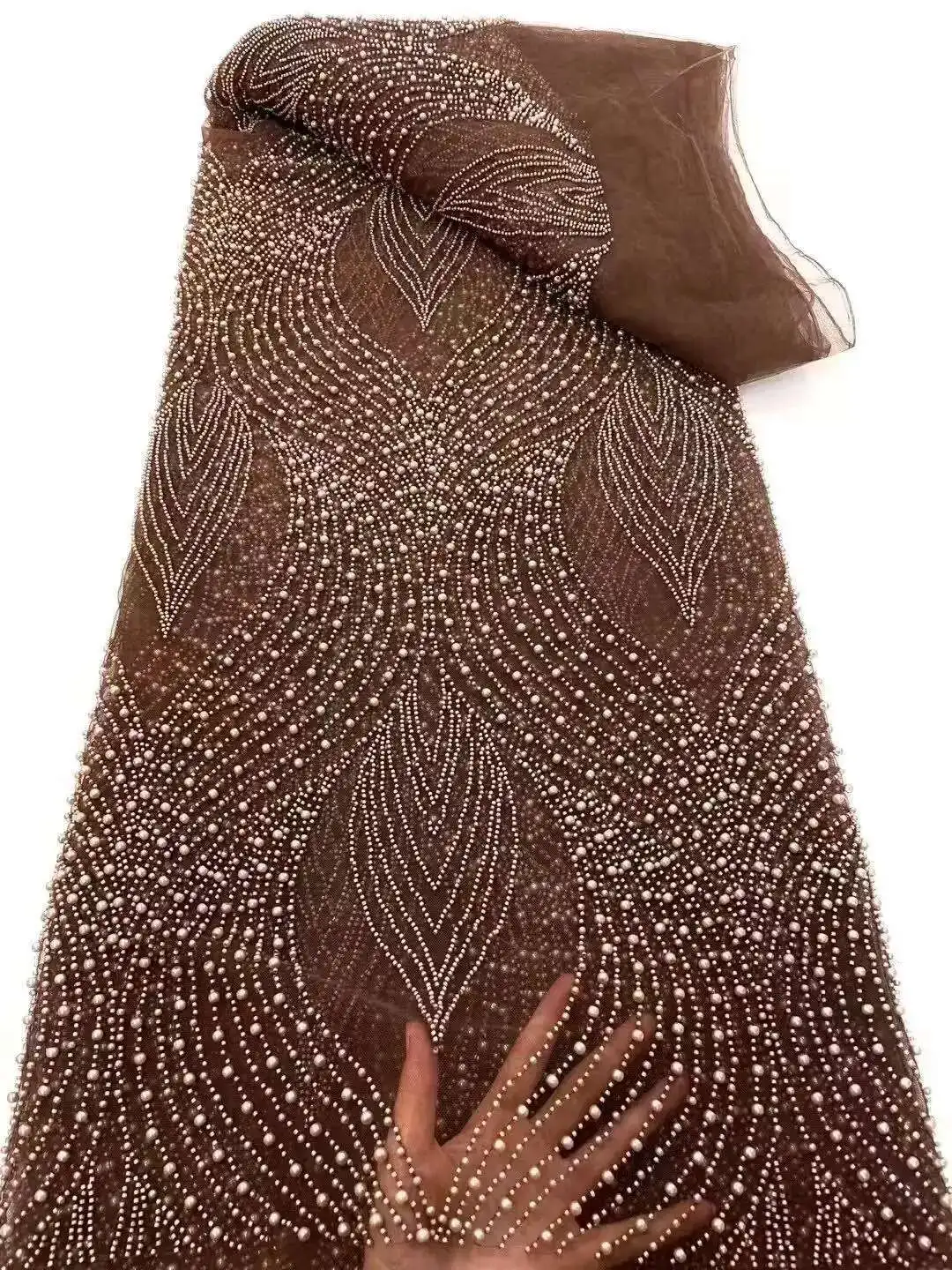 

Nigerian Luxury Sequins Net Lace Fabric 2025 High Quality African Beads Lace Fabric French For Women Wedding Party Dress Sewing