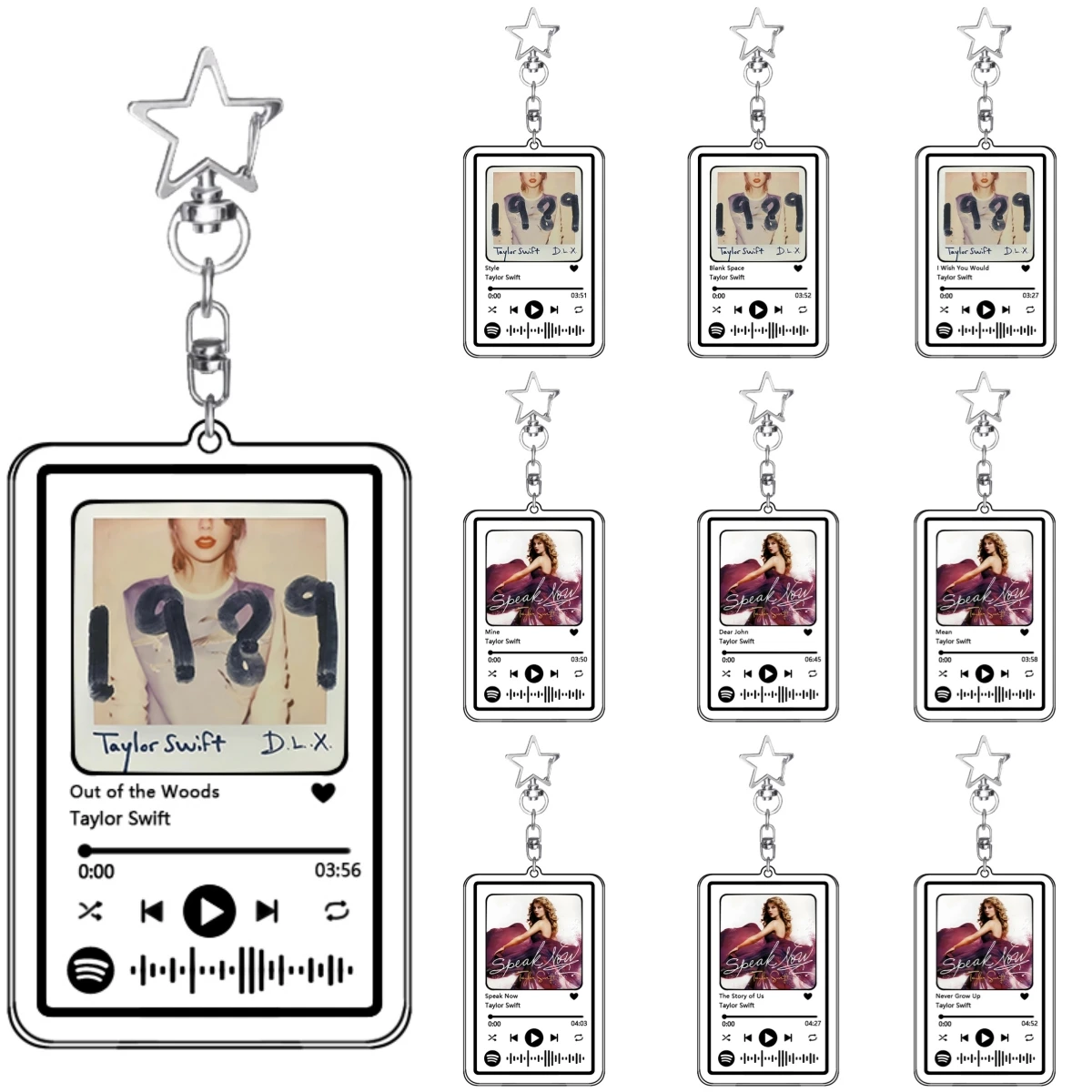 Fashion Popular Female Singer Speak Now Music Playlist Code Acrylic Keychain Mine Shake It Off 1989 Pendant Fans Gift Keying Toy