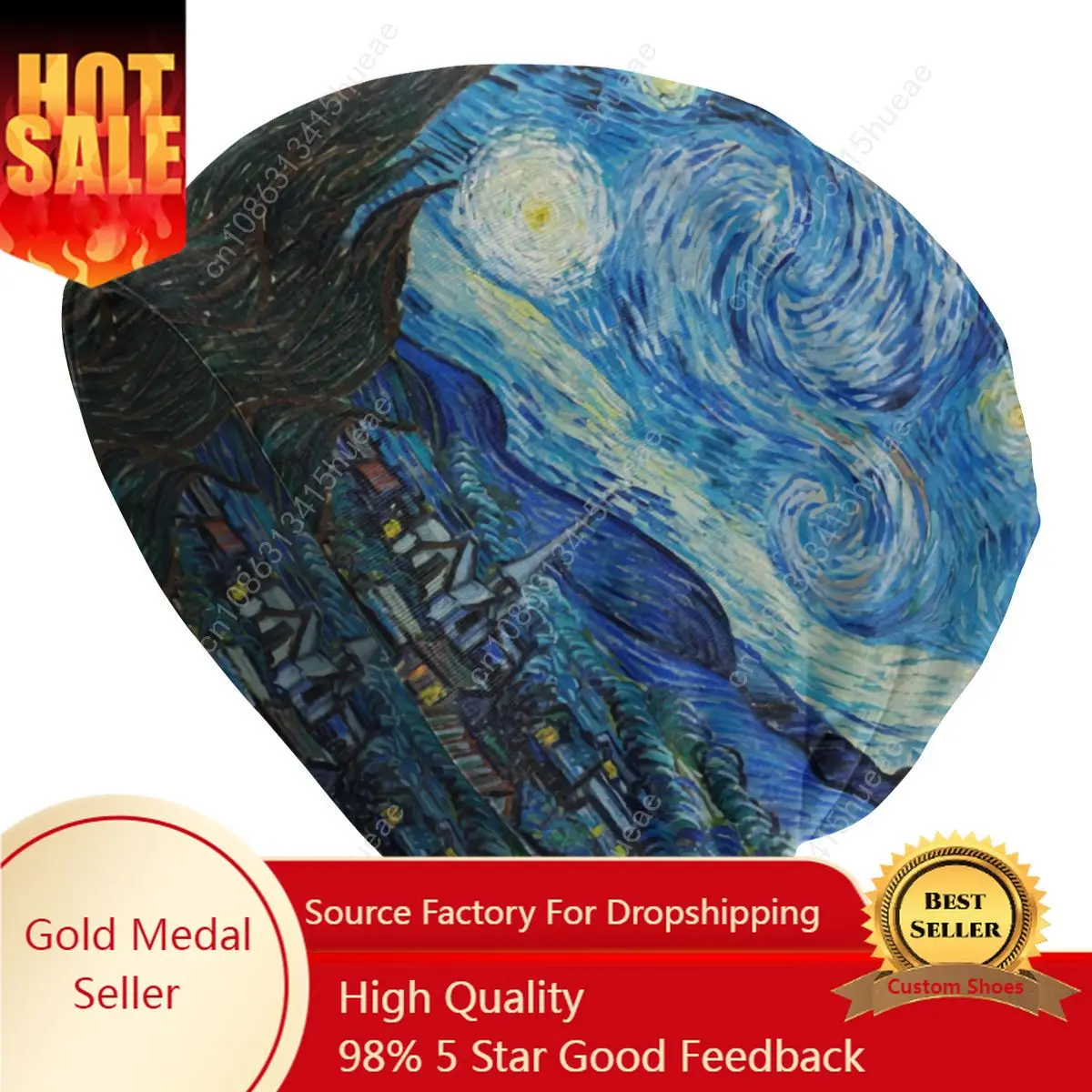 

Vincent Van Gogh Starry Night Slouchy Beanie Hats Women Men Oil Painting Art Hip Hop Knit Skullies Beanies Cap for Winter Ski