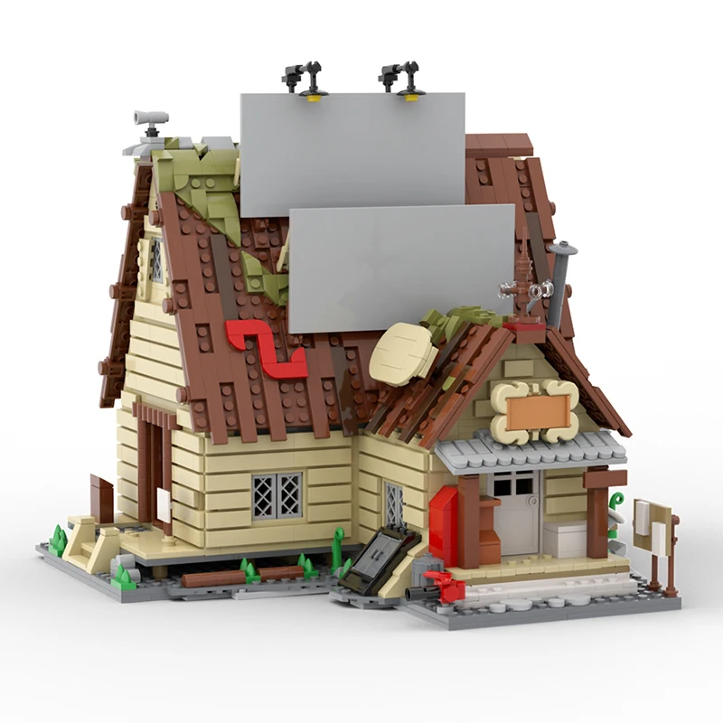 Moc House Bouwsteen Sets Zwaartekracht Valt Mysterie Hut Stenen Blokken Kits Binnenplaats Cottage Gebouw Met Meubels Speelgoed