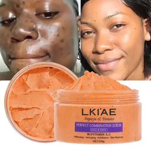 Body Scrub Whitening Papaya And Tomato Combination Scrub, Reduce Spots, Whitening, Exfoliating, Moisturizing, Smooth Skin, For Face And Body, 250g