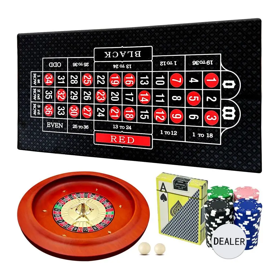 

inch Solid Roulette Wheel Set for Adults, with 47.2 x 22.8 Inch Double Sided Table Layout Felt Mat, 100 ABS Chips, and Dealer Bu