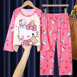 Sanrio hello kitty girls pajamas pants kuromi spring fall children nightgown long sleeve cartoon baby boy home clothes sleepwear