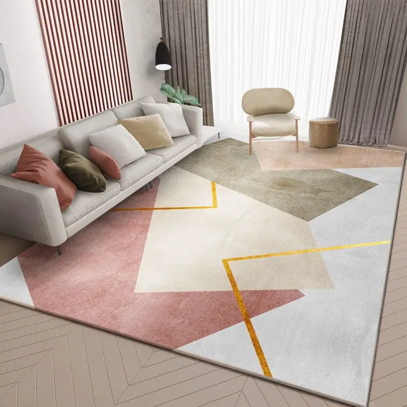 VIKAMA Light Luxury Crystal Pile Carpet Geometric Rugs Living Room Sofa Rugs Coffee Table Bedroom Full Bedside Floor Mats Home