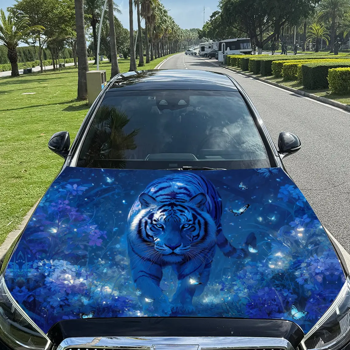 

Виниловая пленка для автомобиля Blue Phantom Tiger, водонепроницаемая наклейка на капот автомобиля из материала ПВХ, самоклеящиеся устойчивые к царапинам наклейки для двигателя
