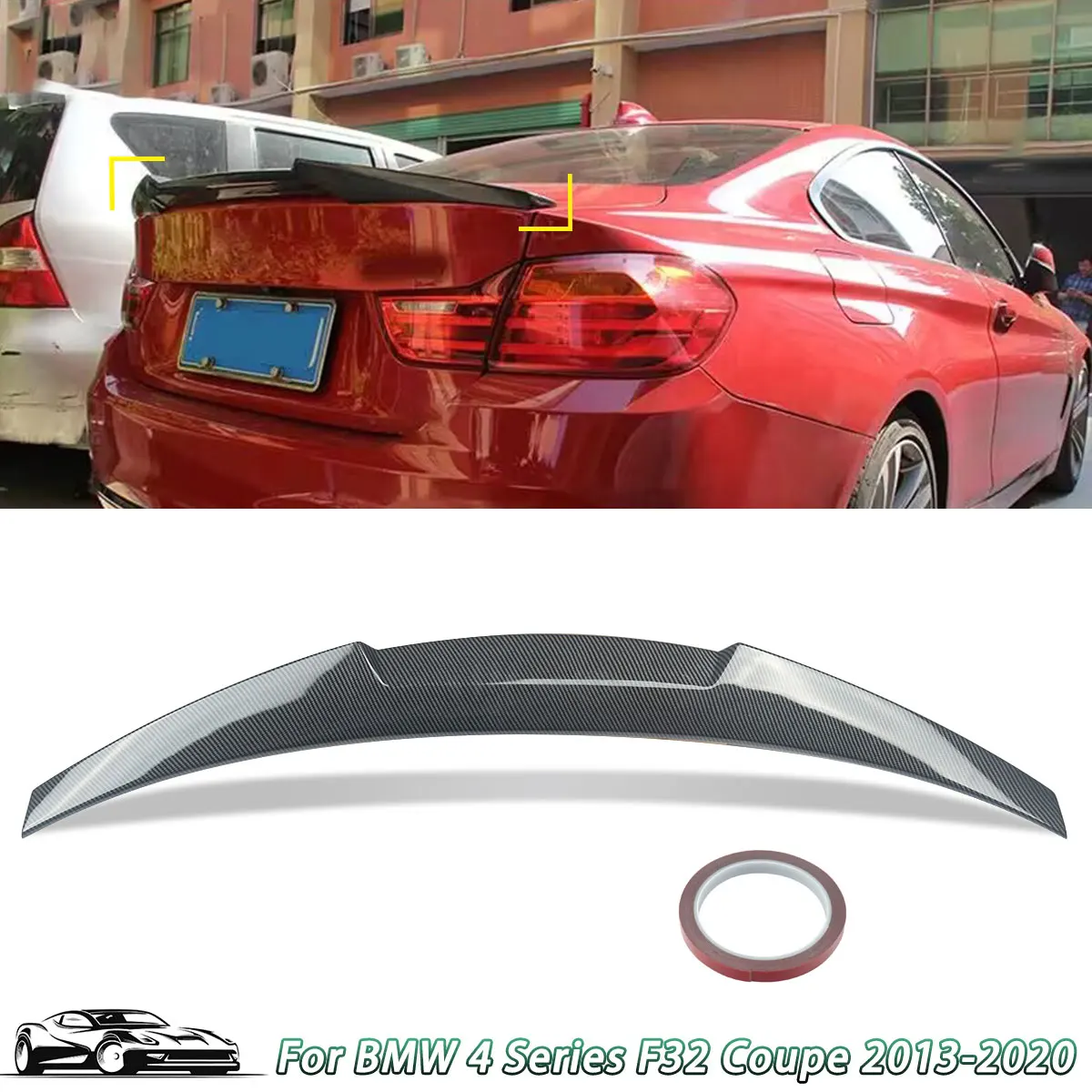 

Magickit For BMW 4 Series F32 Coupe 2013-2020 M4 Style Carbon Fiber Rear Trunk Spoiler Wing Carbon Fiber Look ABS Accessories