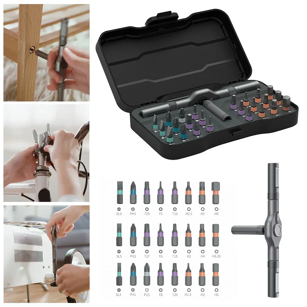 

24 in 1 Multifunction Ratchet Screwdriver Set Multi Bits Magnetic Mini Repair Tool Kit for PC Electronics Household Repair Tools