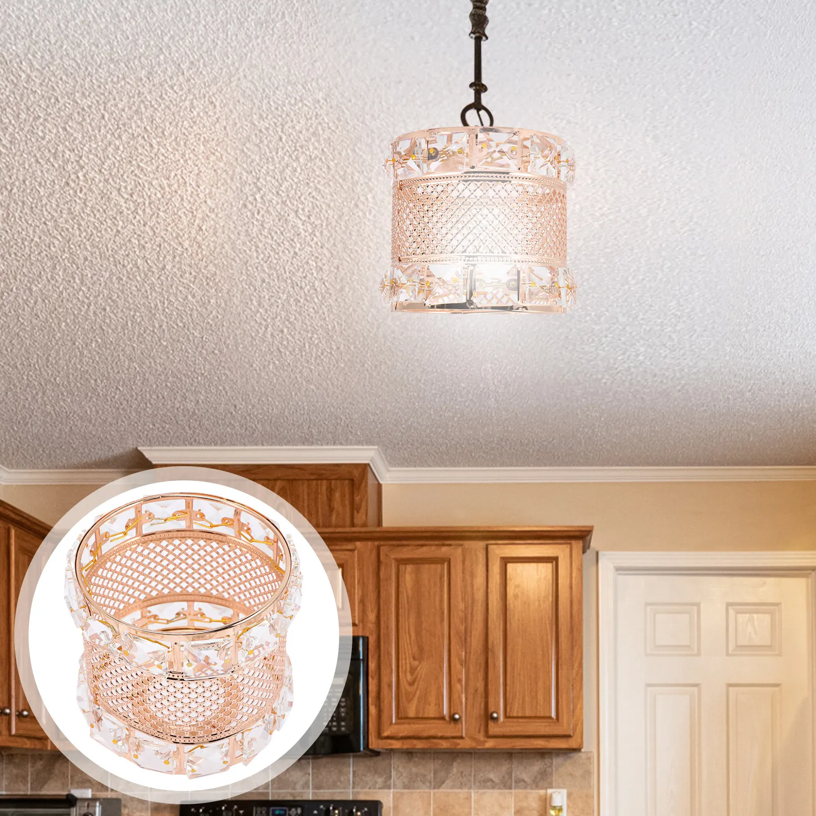 

Crystal Lamp Shade Modern Style Decorative Ceiling Light Shade Compatible with LED E27 Bulbs Elegant Fixture for Home Lighting