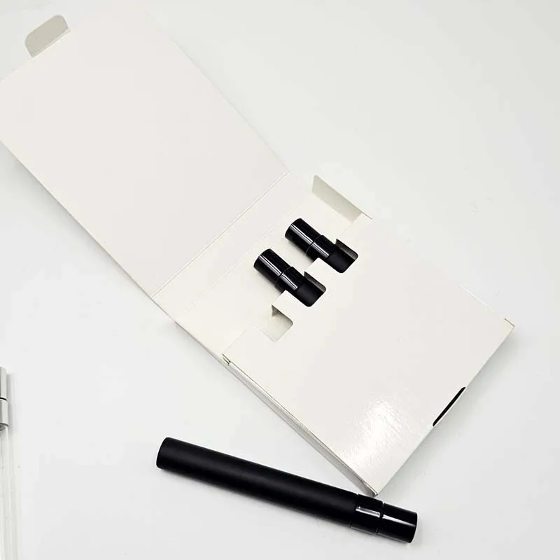 10 unids/lote 10ml negro mate/oro UV atomizador recargable botella de Perfume en aerosol con caja Mini botellas de Perfume con caja al por mayor