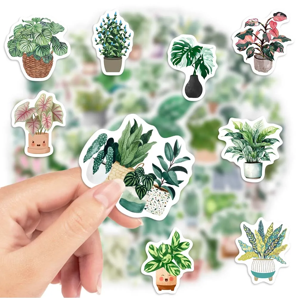 Cute Green Plant Stickers Leaf Pattern DIY Kids Toys Gift Decorative Decal for Scrapbook Journal Diary Laptop Luggage Waterproof