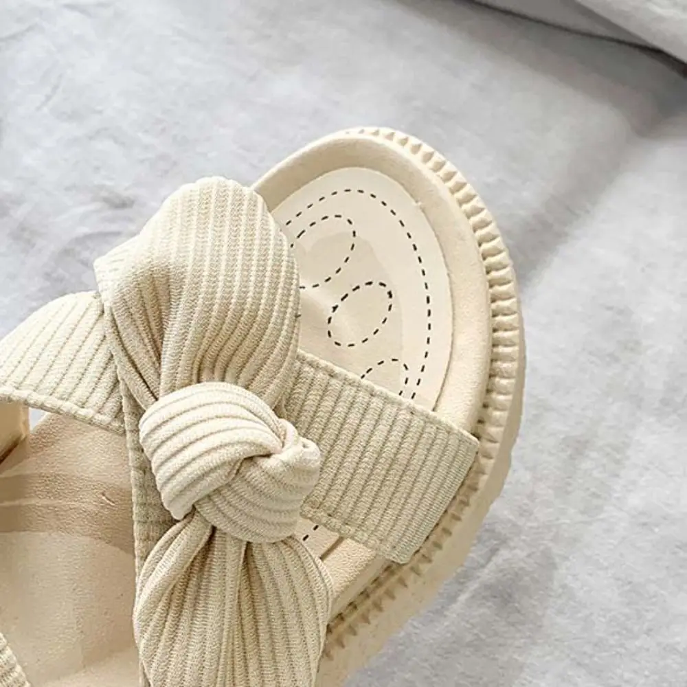 

Милые сандалии на толстой подошве 2 в 1, летние тапочки с открытым носком и бантом, женская обувь, элегантные пляжные тапочки на берегу моря