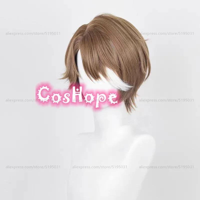 Candy 2025Welt Yang 30 cm Curto Marrom Branco Peruca Anime Cosplay Perucas Sintéticas Resistentes ao Calor