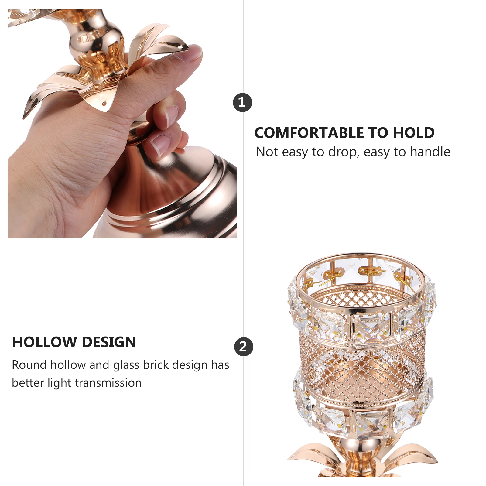 

1pc Luxury Gold Crystal Holder Metal Nordic Style Tealight Stand Decorative Candlestick Tabletop Decoration Home Wedding