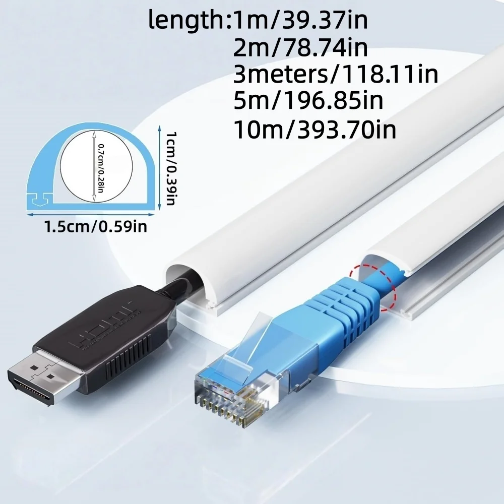 1PC 1/2/3/5/10M Self-Adhesive Wire Hiders for TV on Wall Wire Concealer for Cords Hide Cables Cable Covers White Raceway Cable