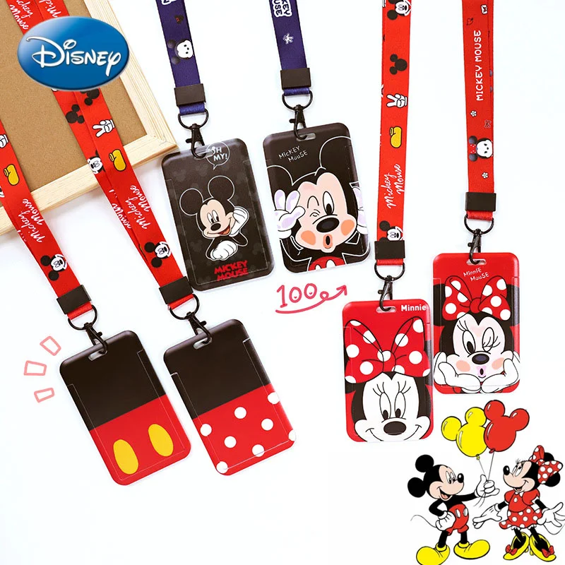 Disney Mickey Minnie Cartoon Lanyard for Keys Keychain Badge Holder ID Credit Subway Card Pass Hang Rope Lariat Phone Charm Gift