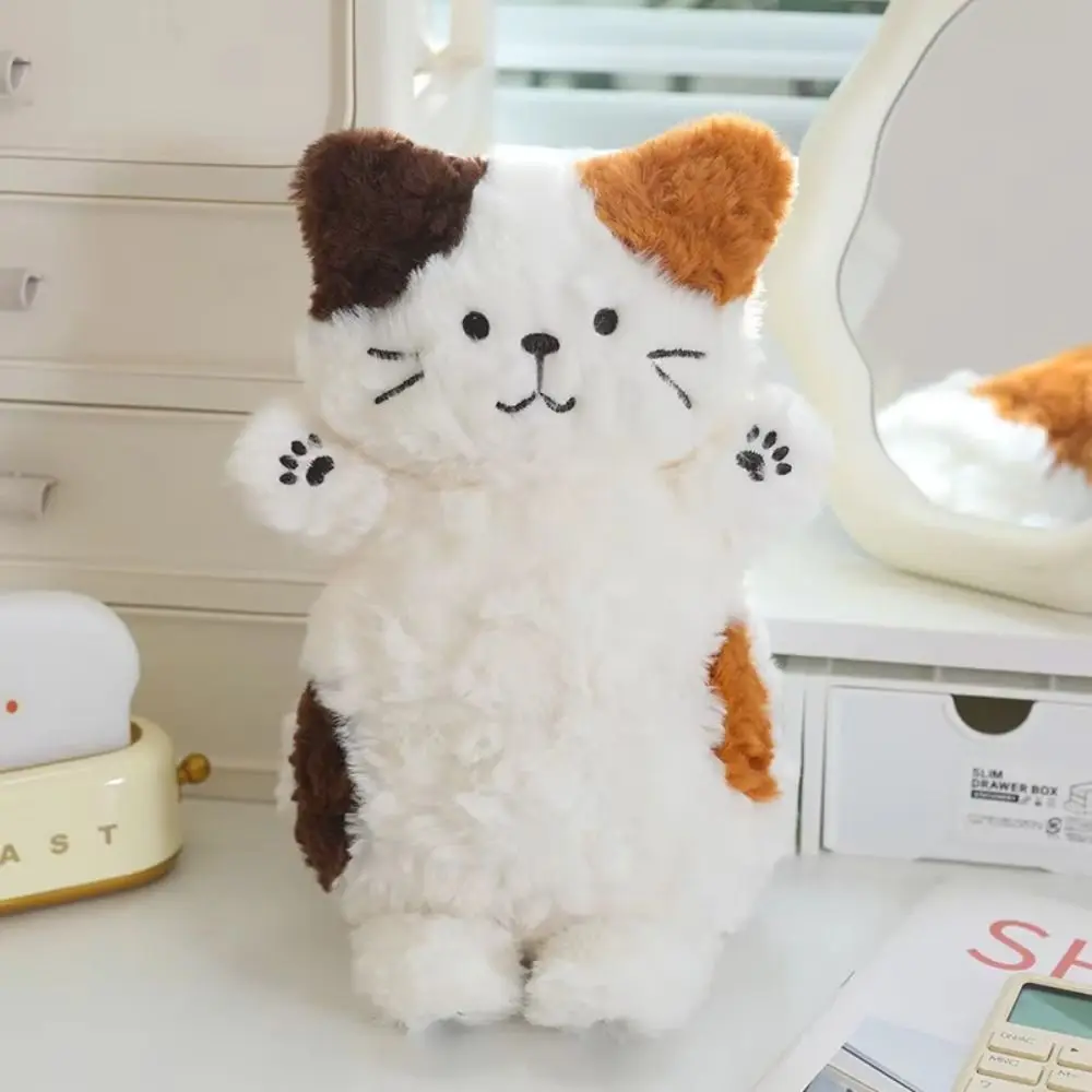 Calico Cat Cute Big Eyes Cat Realistic Texture Soft Simulation Black Cat 22cm Lovely Brown Cat Birthday Gift
