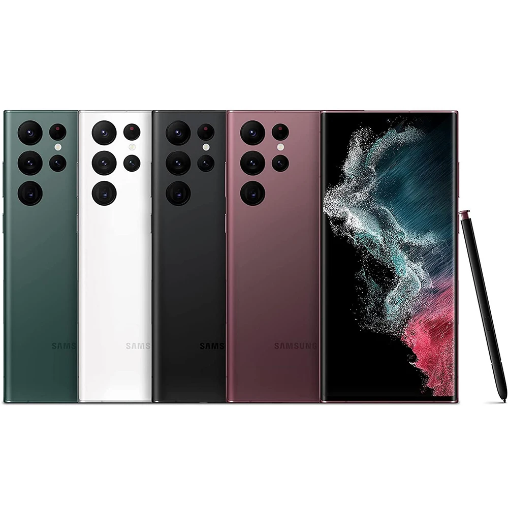 هاتف Samsung Galaxy S22 Ultra 5G Android الذكي المجدد 6.8 بوصة 108 ميجابكسل هاتف Samsung S22U الإصدار الأمريكي 5000 مللي أمبير في الساعة بأربعة ألوان