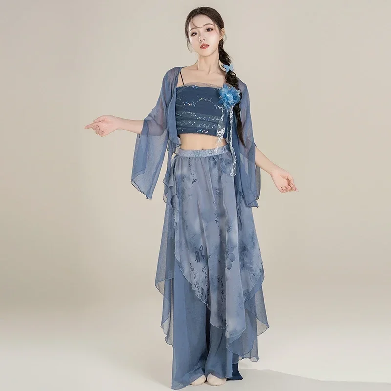 women's-chinese-classical-dance-costume-3pcs-set-elegant-flowy-chiffon-gauze-wide-leg-pants-stage-performance-practice-wear