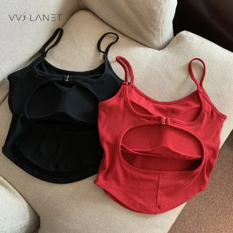 Women Tank Tops Sweet Tank Tops Women with Pad Spaghetti Strap Crop Tops for Womens Backless Tank Camisole Summer