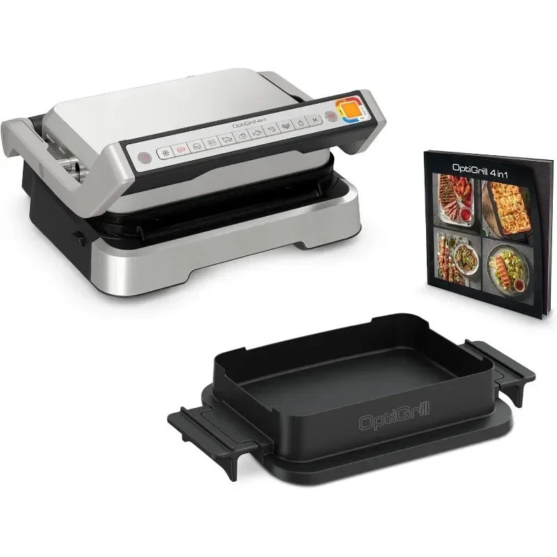 Indoor Electric Grill Stainless Steel Multiple Automatic Cooking Modes Smart Grill Non-stick Removable Plate