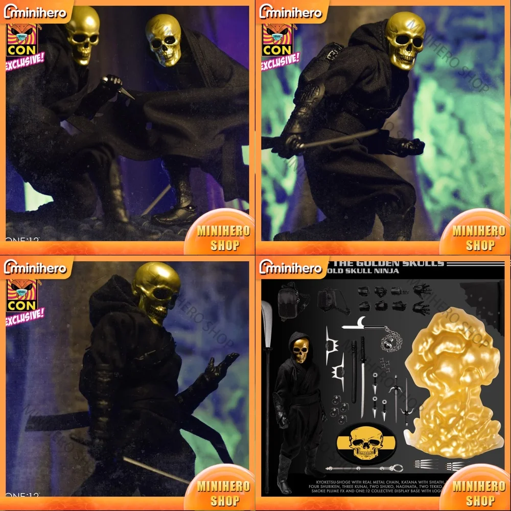 

In Stock Mezco One Twelve House of Golden Skulls Gold Skull Ninja Action Figure Collectible Toy for Adults Kids Fans