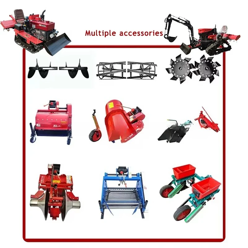 Coltivatore rotativo per micro motozappa per guida seduta con motrice diesel per piccola cingolata agricola