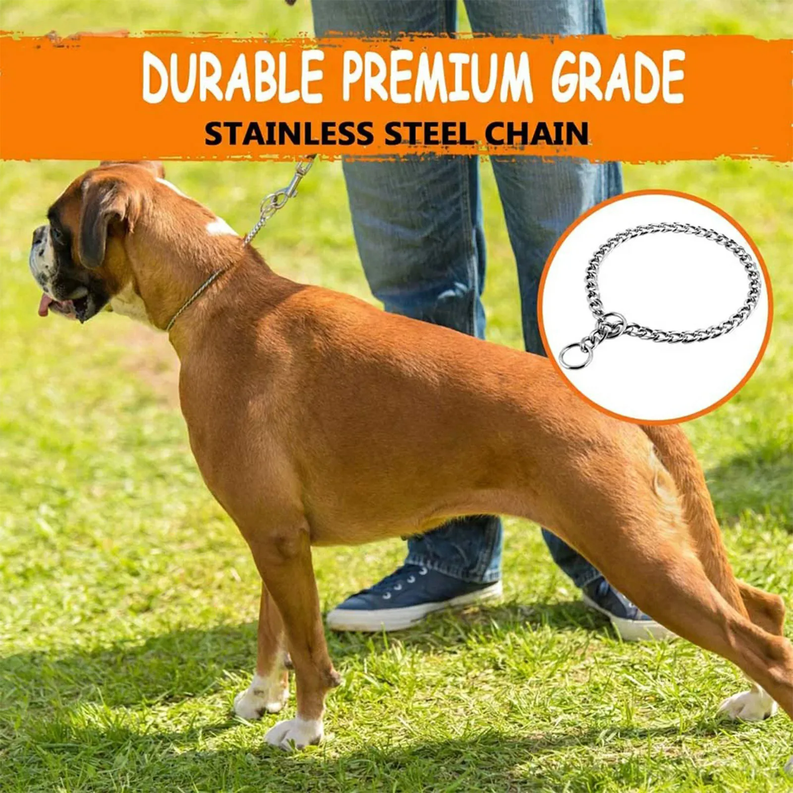 Metal Dog Training Choke Chain Collars For Small Medium Large Dogs Pitbull Bulldog Strong Stainless Iron Dog Slip Collar