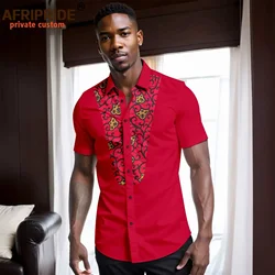 Camisas africanas de manga corta para hombres, camisas con estampado de un solo pecho, blusa Tribal, Tops Dashiki, ropa informal de talla grande, A2312007