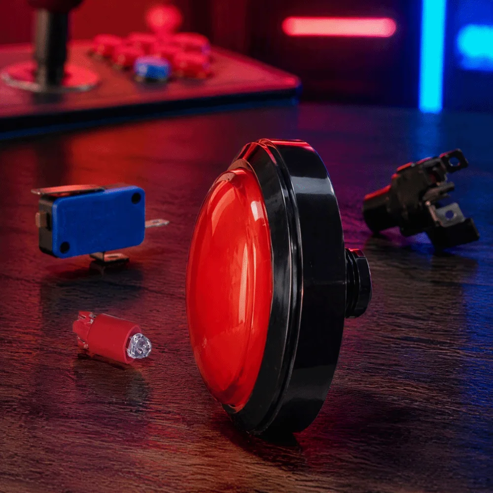 4pcs 100mm Diameter Arcade Push Button Convex Design LED Illuminated Arcade Button Replacement Single Button Unit Red Color