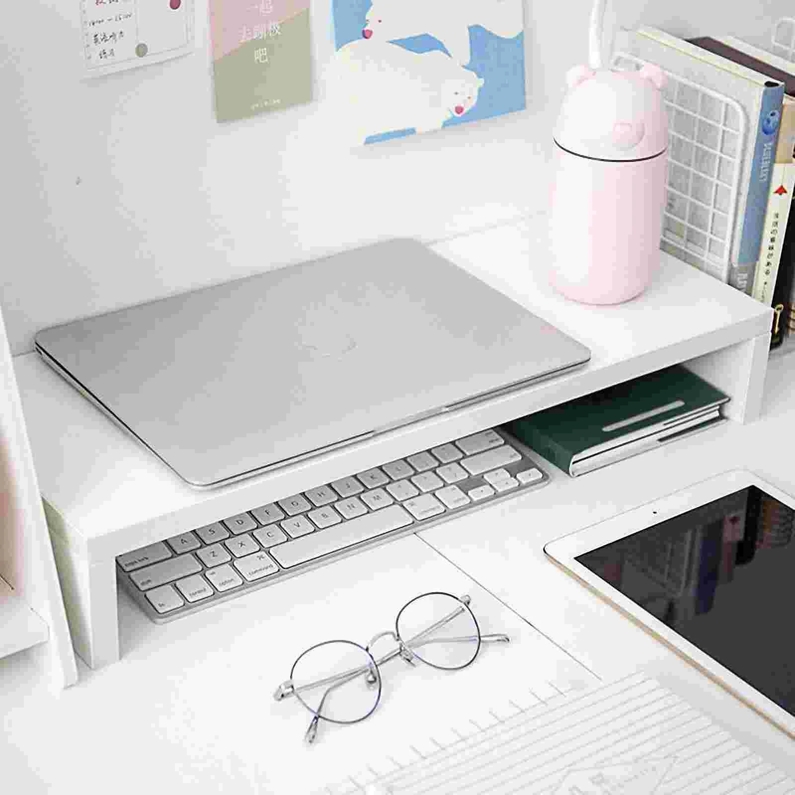 

Wooden Elevator Heightening Storage Rack Desktop Computer Accessory Solid Multifunctional Display Holder Monitor