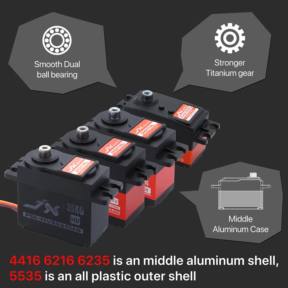 ​ JX RC 서보 디지털 코어 서보 브러시드 고 토크 메탈 기어 디지털 서보 PDI-HV5535/6235/4416/6216MG 1/8 1/10 RC 자동차용
